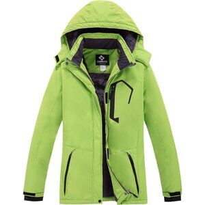 Womens Green Mountain Waterproof Ski Jacket Hooded Windproof Winter Coat Snow